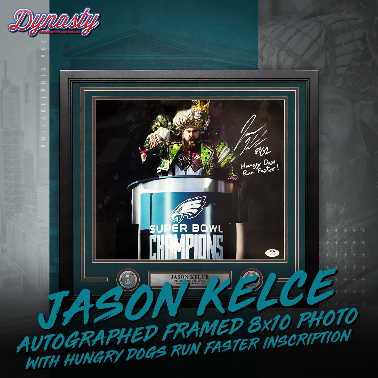 Jason Kelce Autographed Parade Speech Spotlight Framed Photo | Pre-Sale Opportunity - Dynasty Sports & Framing 