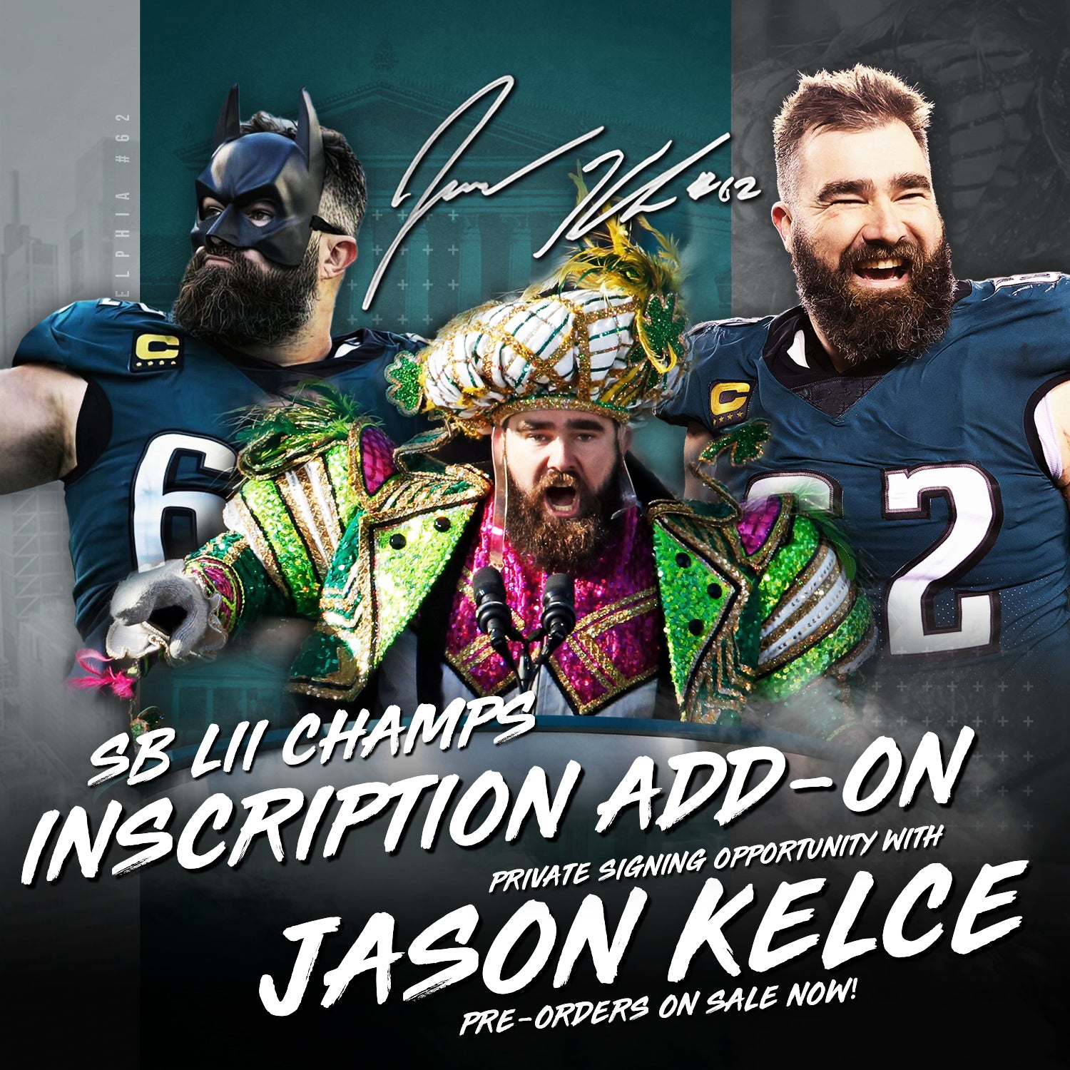 Jason Kelce Autograph Signing Inscription Add-On (Your Item) - Dynasty Sports & Framing 