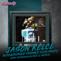 Jason Kelce Autographed Parade Speech Spotlight Framed Photo | Pre-Sale Opportunity - Dynasty Sports & Framing 