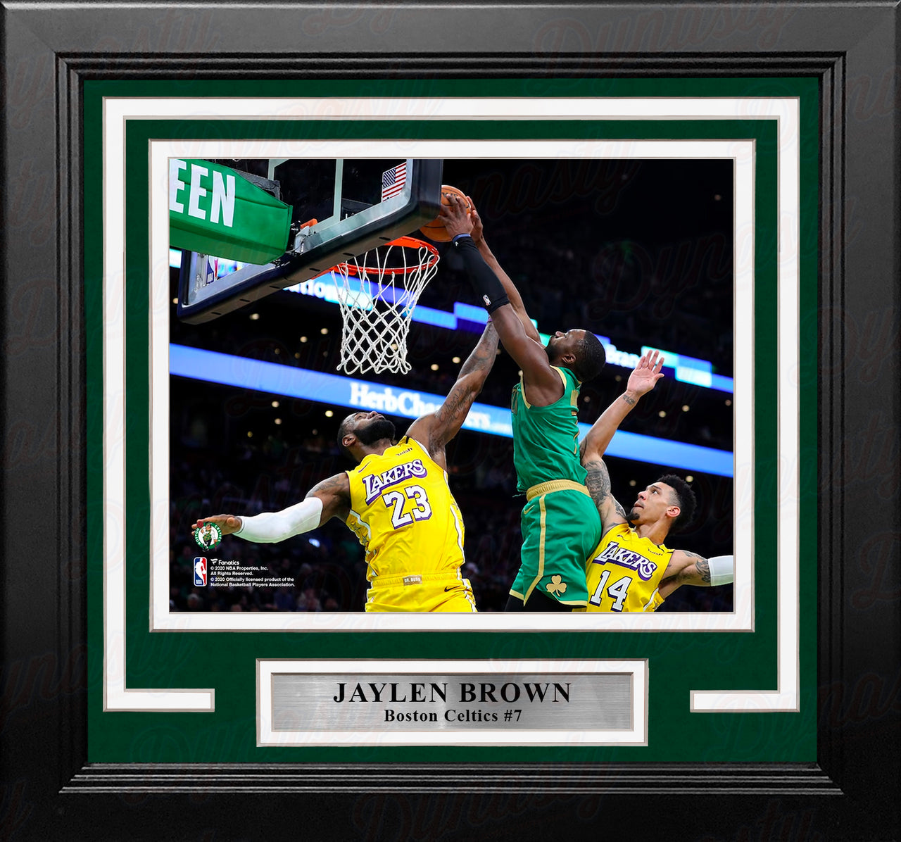 Jaylen Brown Dunks Over LeBron Boston Celtics 8" x 10" Framed Basketball Photo - Dynasty Sports & Framing 