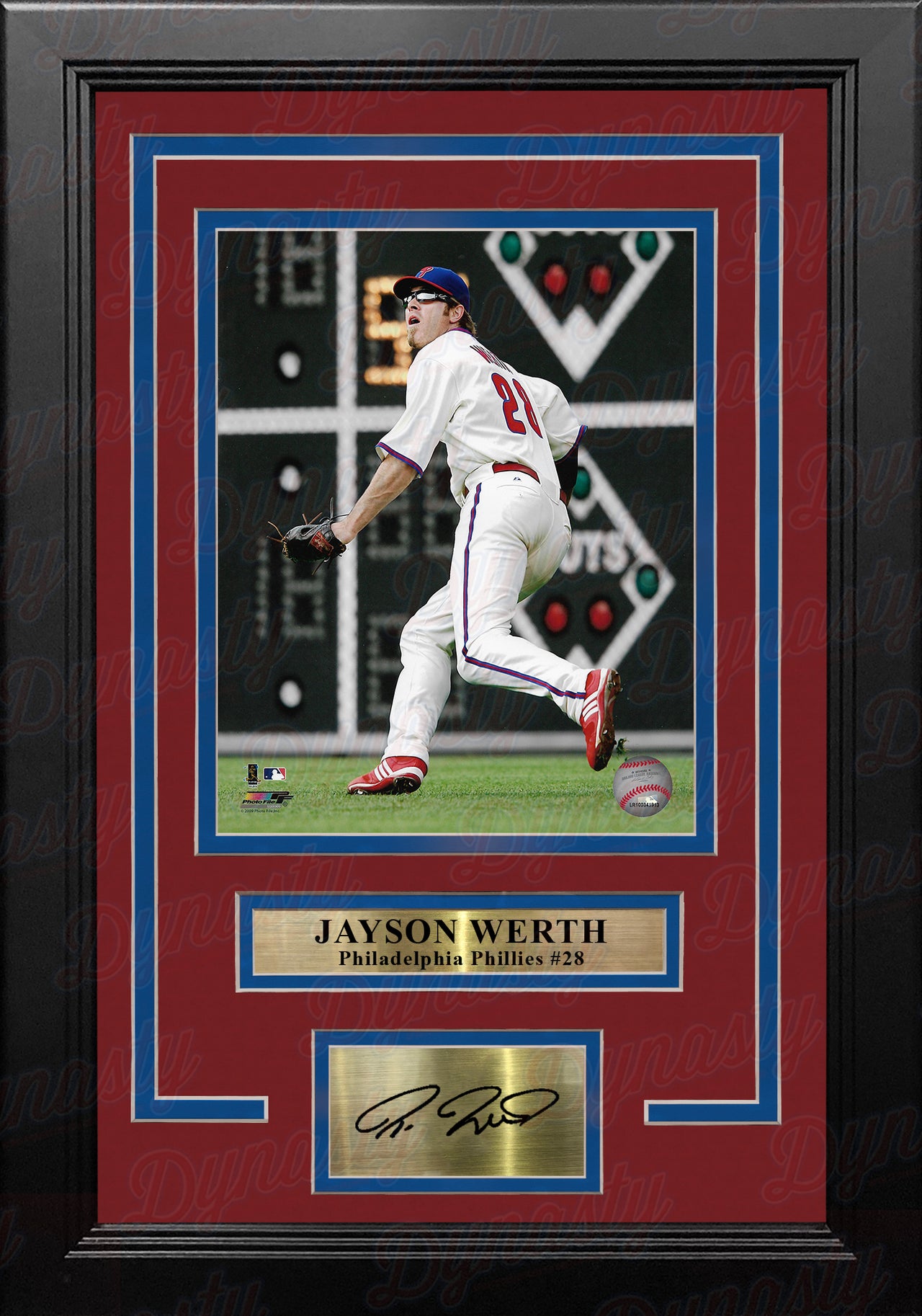 Jayson Werth in Action Philadelphia Phillies 8" x 10" Framed Baseball Photo with Engraved Autograph - Dynasty Sports & Framing 