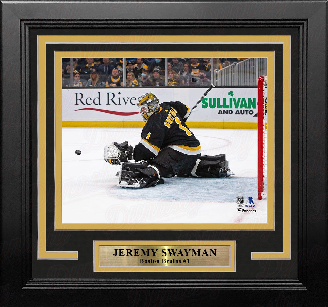 Jeremy Swayman in Action Boston Bruins 8" x 10" Framed Hockey Photo - Dynasty Sports & Framing 