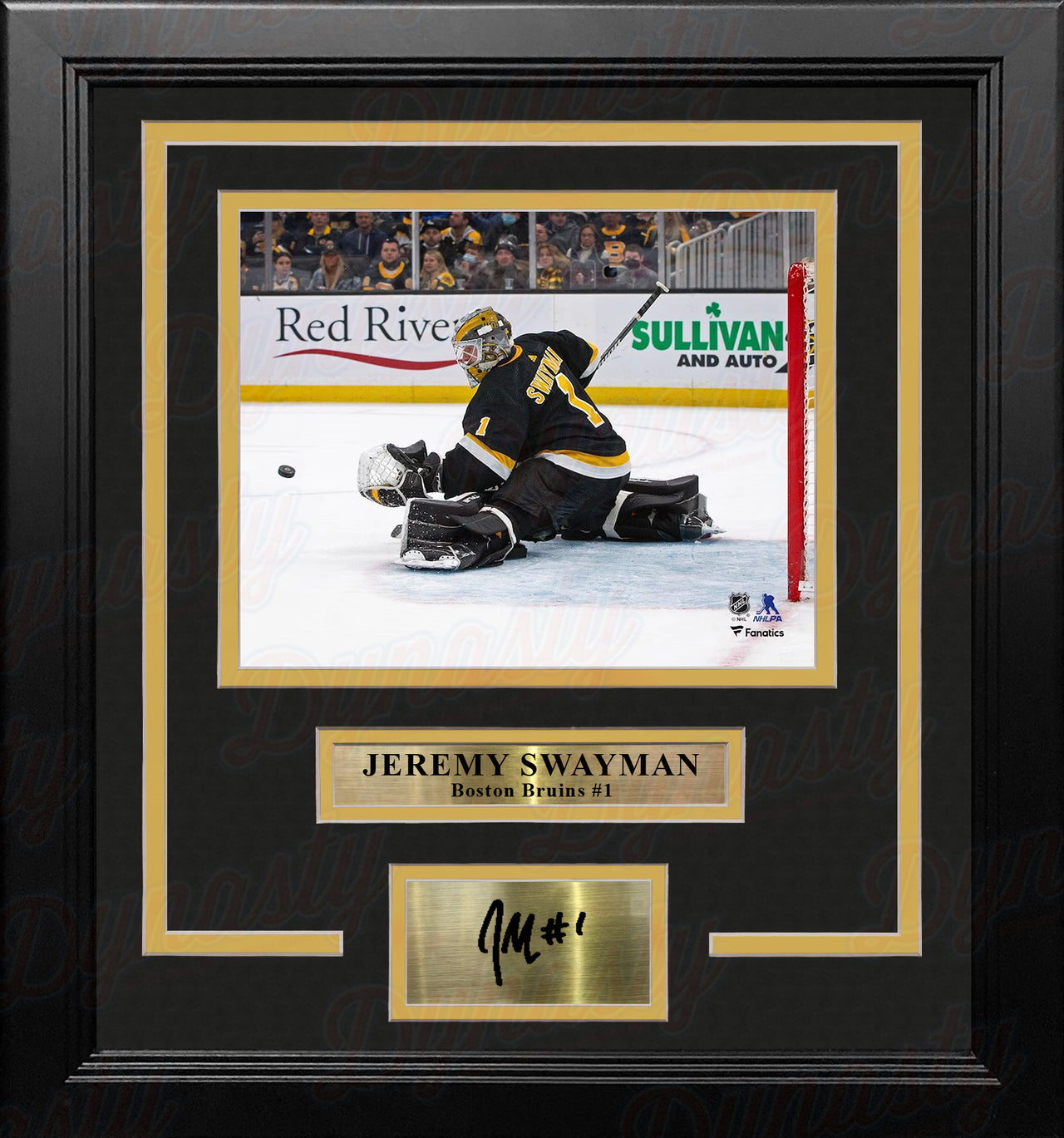 Jeremy Swayman in Action Boston Bruins 8" x 10" Framed Hockey Photo with Engraved Autograph - Dynasty Sports & Framing 