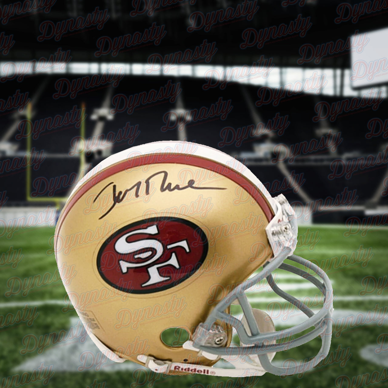 Jerry Rice San Francisco 49ers Autographed NFL Football Throwback Mini-Helmet - Dynasty Sports & Framing 
