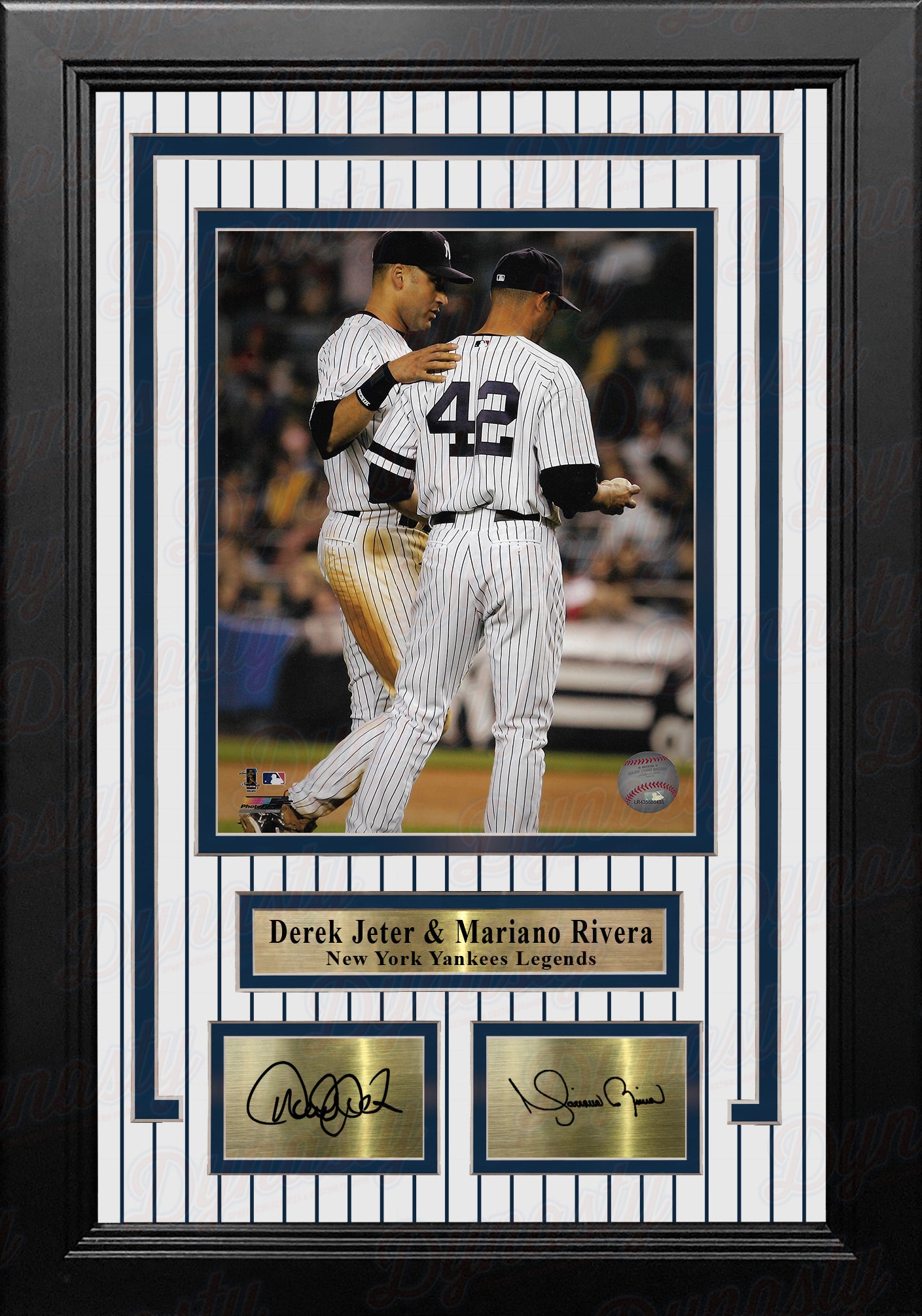 Derek Jeter & Mariano Rivera New York Yankees 8" x 10" Framed Baseball Photo with Engraved Autographs - Dynasty Sports & Framing 