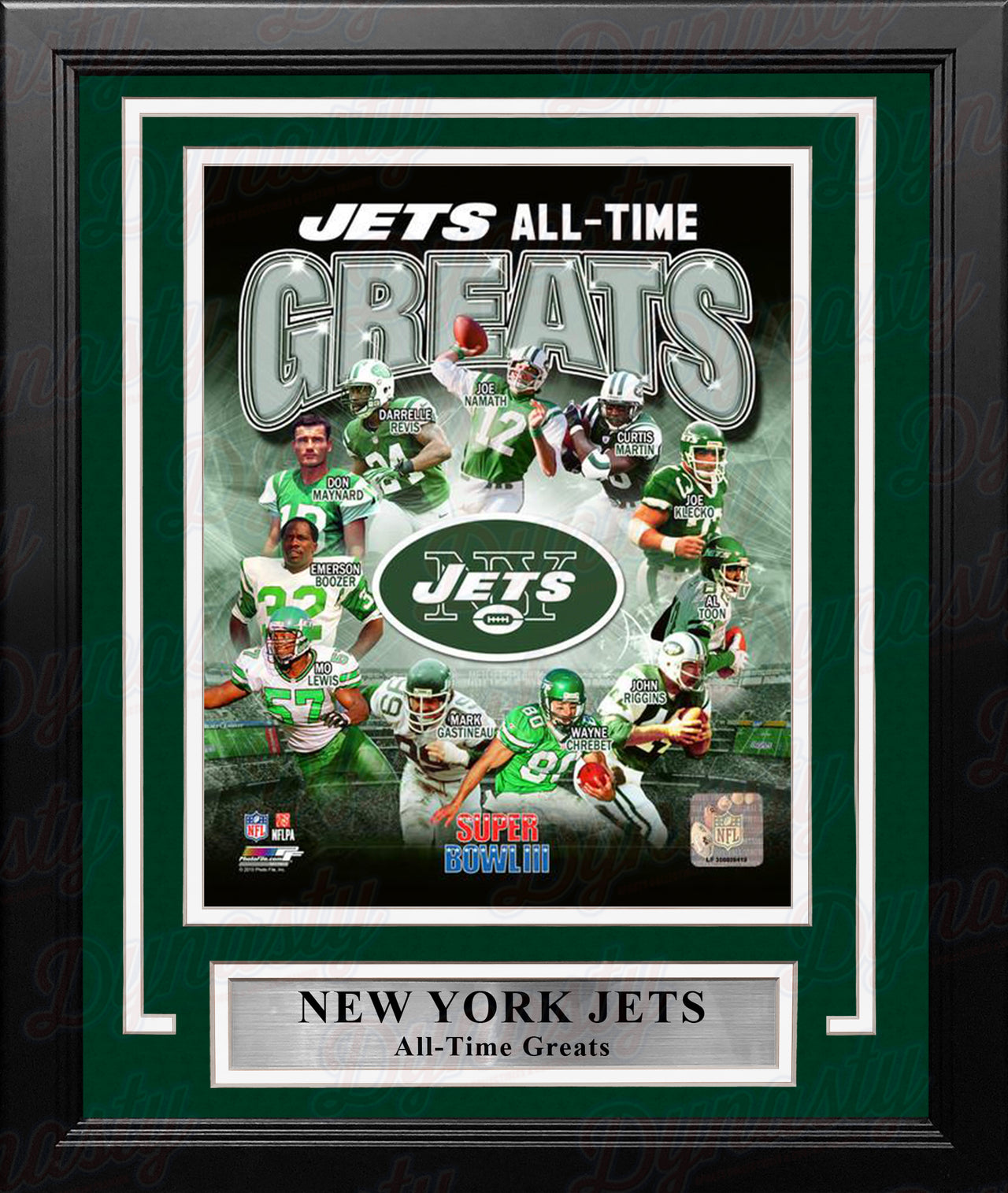 New York Jets All-Time Greats 8" x 10" Framed Football Photo - Dynasty Sports & Framing 