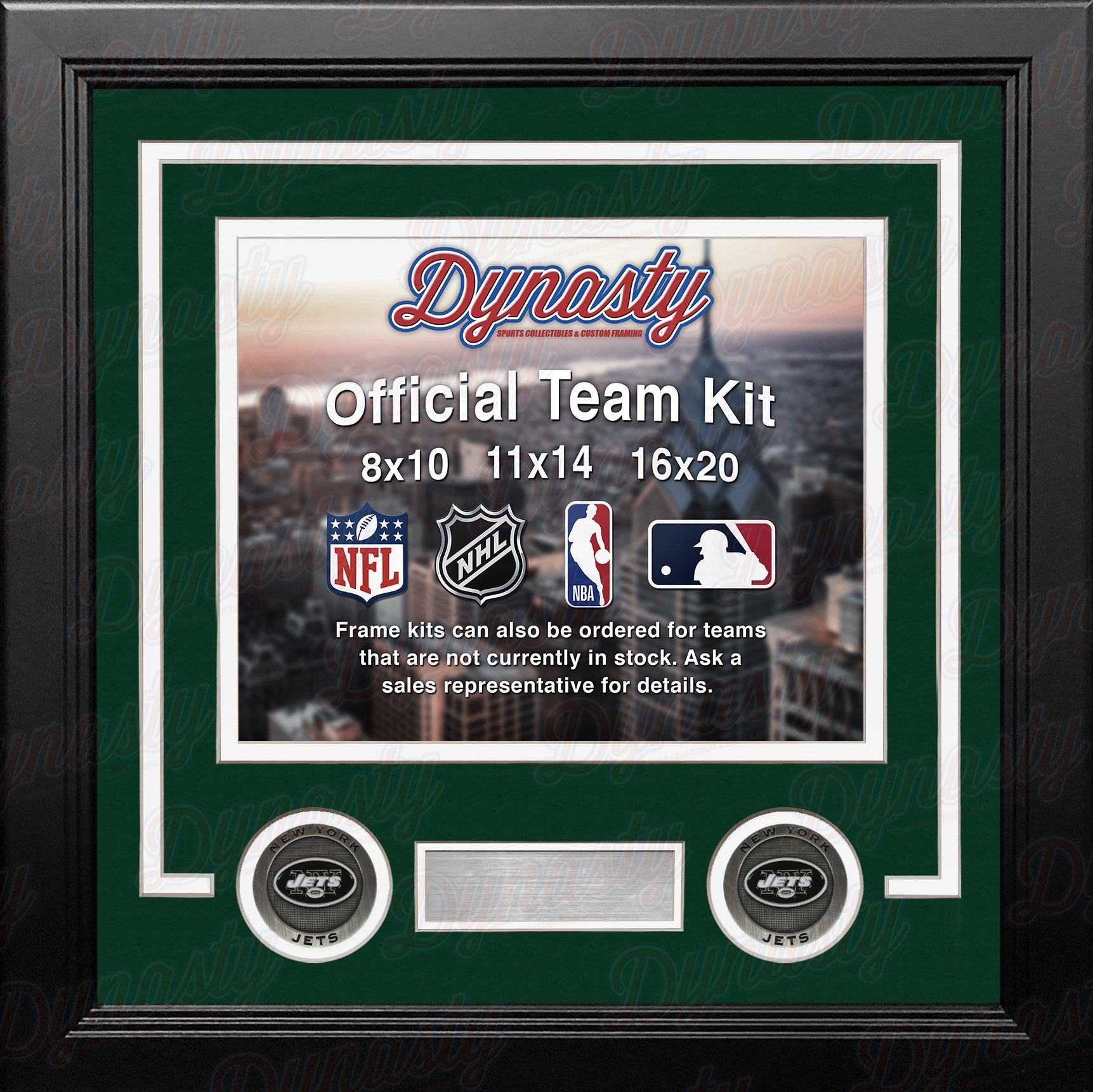 New York Jets Custom NFL Football 11x14 Picture Frame Kit (Multiple Colors) - Dynasty Sports & Framing 