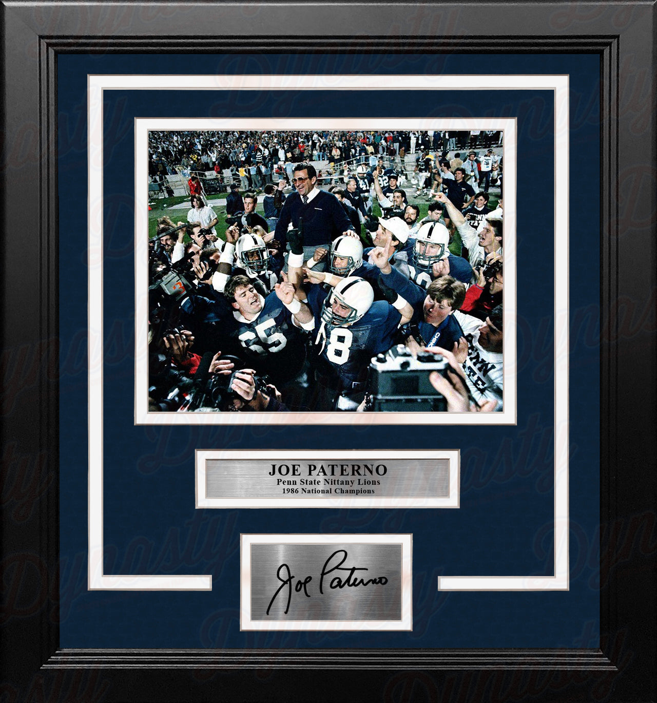 Joe Paterno Penn State Nittany Lions National Champions Framed 8x10 Photo with Engraved Autograph - Dynasty Sports & Framing 