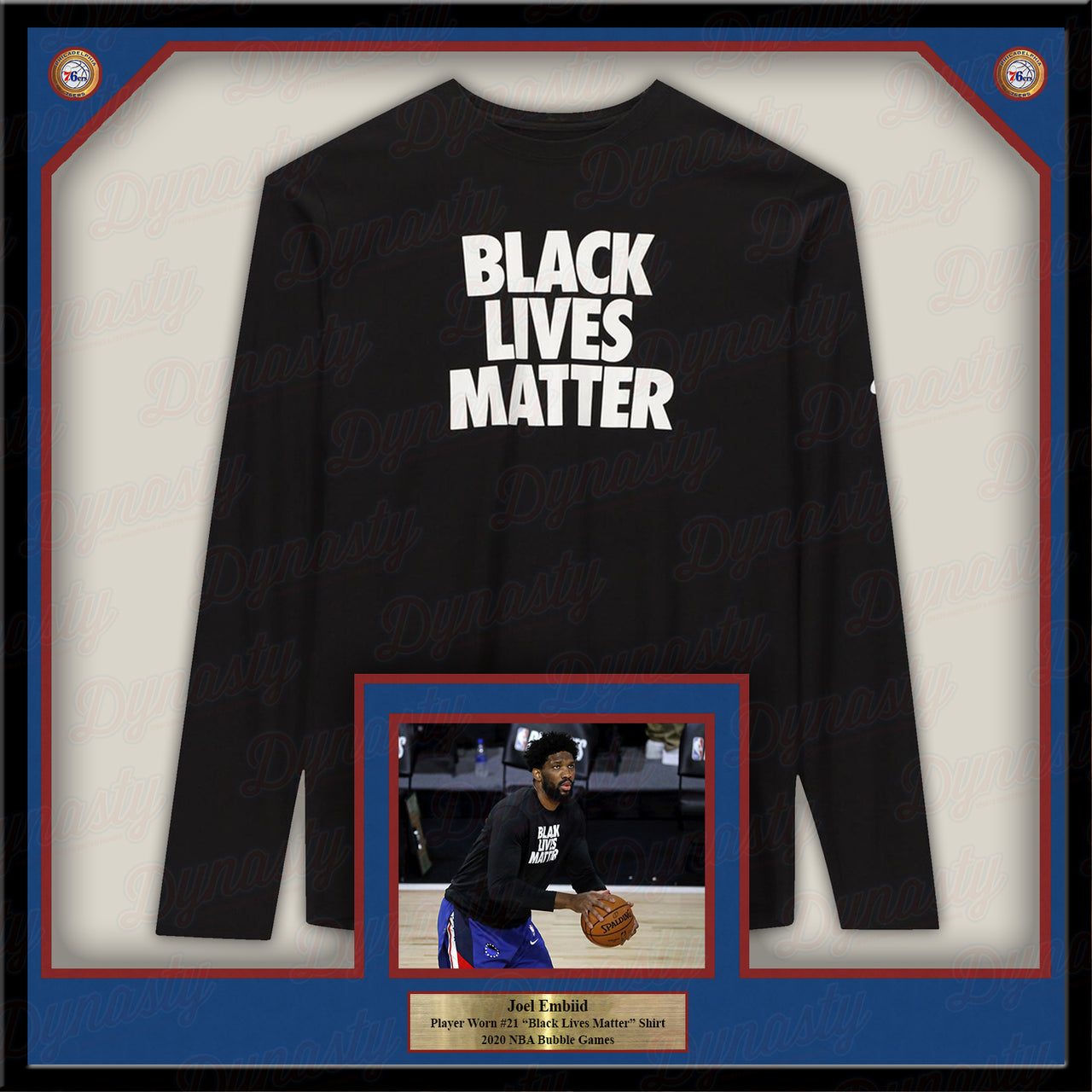 Joel Embiid Philadelphia 76ers Framed Game-Worn Black Lives Matter Shirt - Dynasty Sports & Framing 