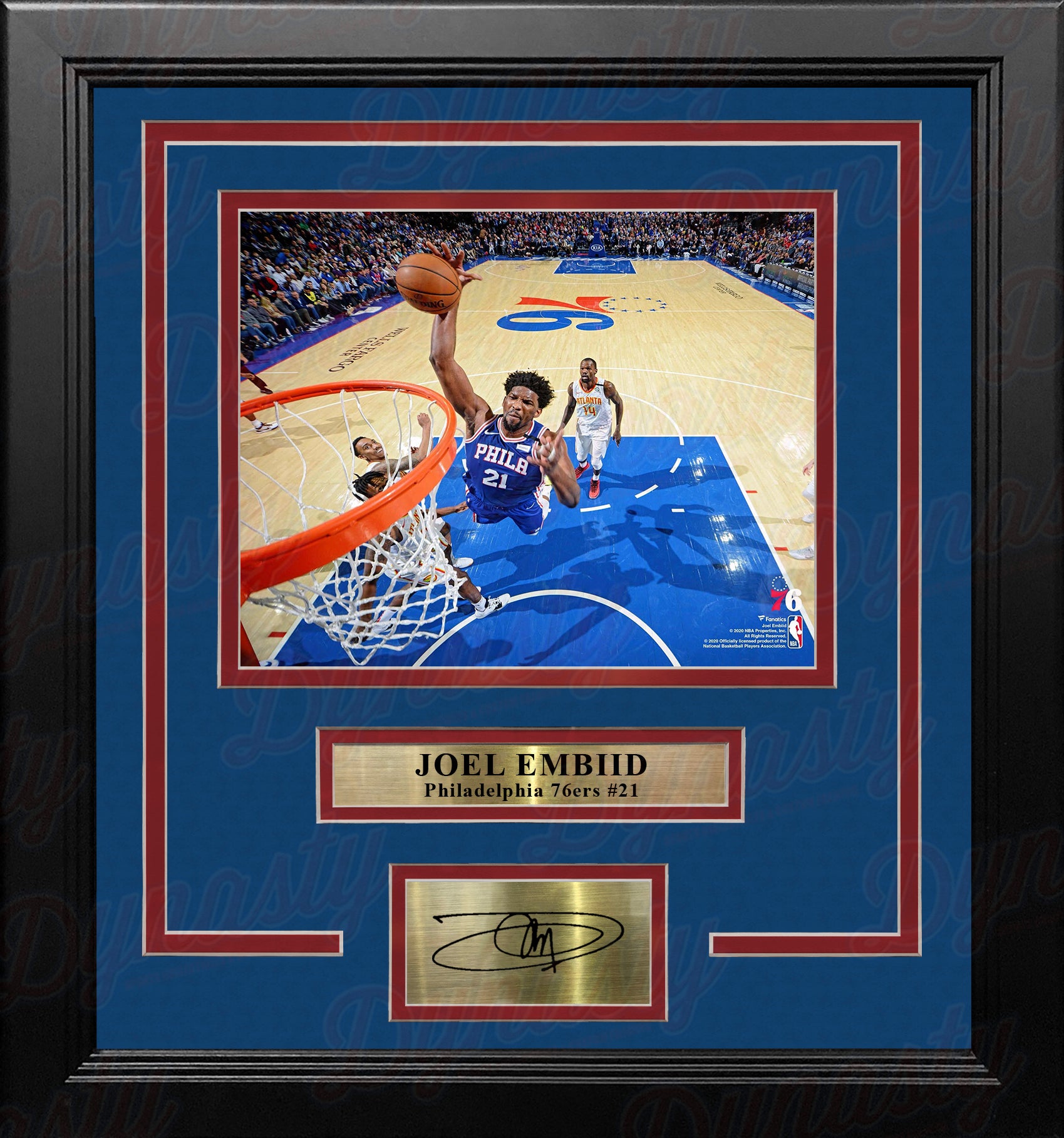 Joel Embiid Rim-Cam Dunk Philadelphia 76ers 8" x 10" Framed Basketball Photo with Engraved Autograph - Dynasty Sports & Framing 