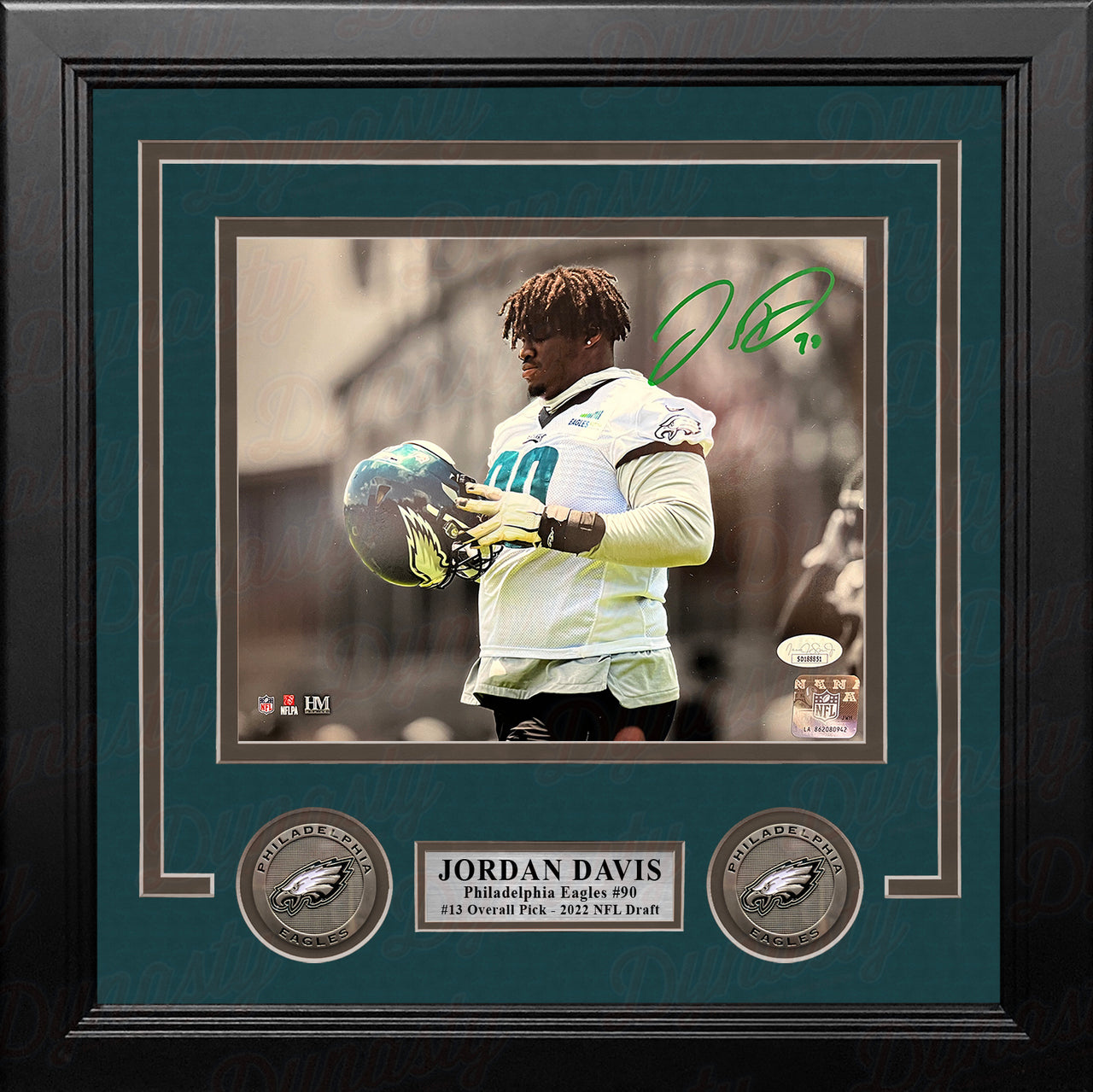 Jordan Davis Philadelphia Eagles Autographed Spotlight Framed Football Photo - Dynasty Sports & Framing 