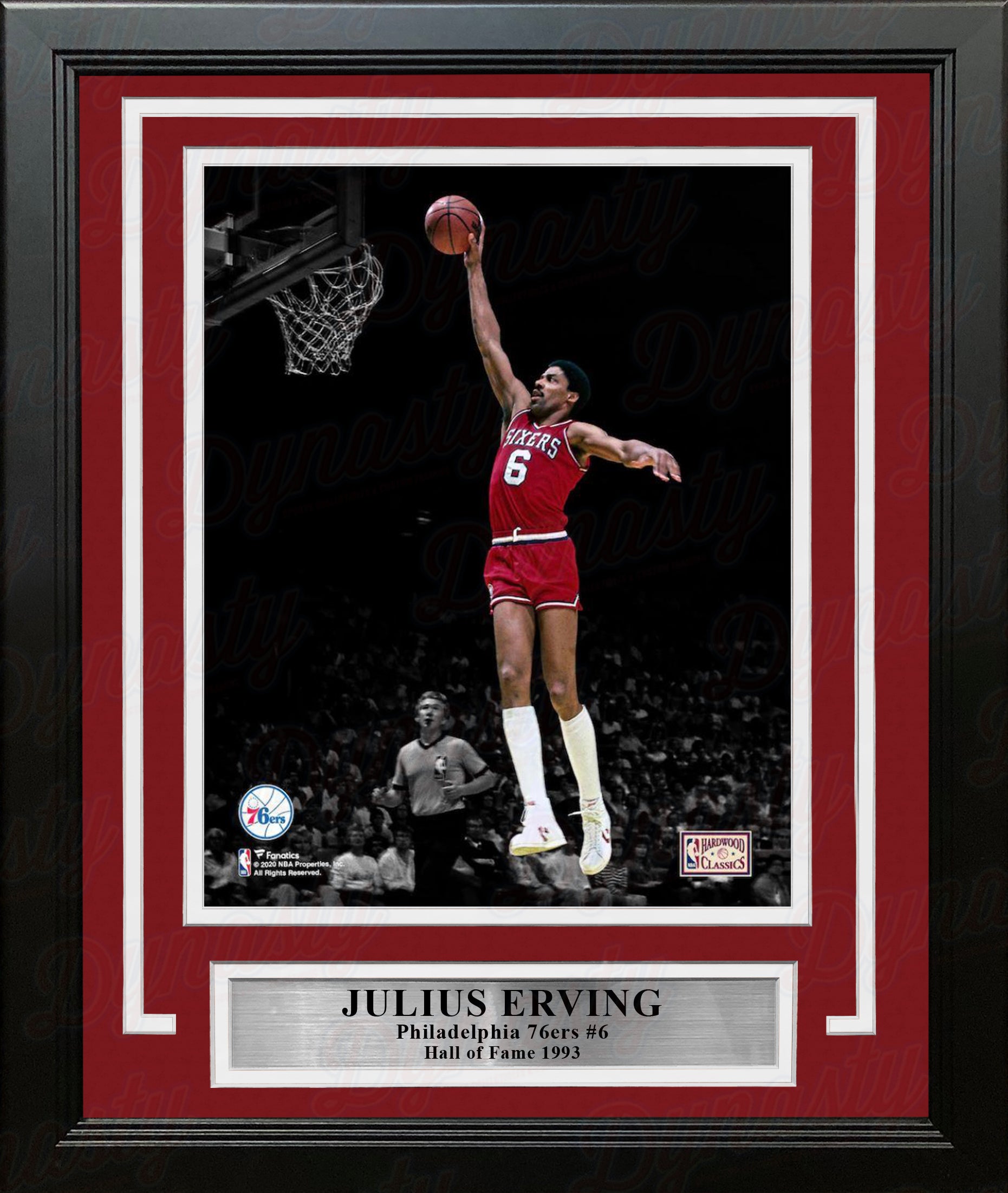 Julius "Dr. J" Erving Blackout Dunk Philadelphia 76ers 8" x 10" Framed Basketball Photo - Dynasty Sports & Framing 