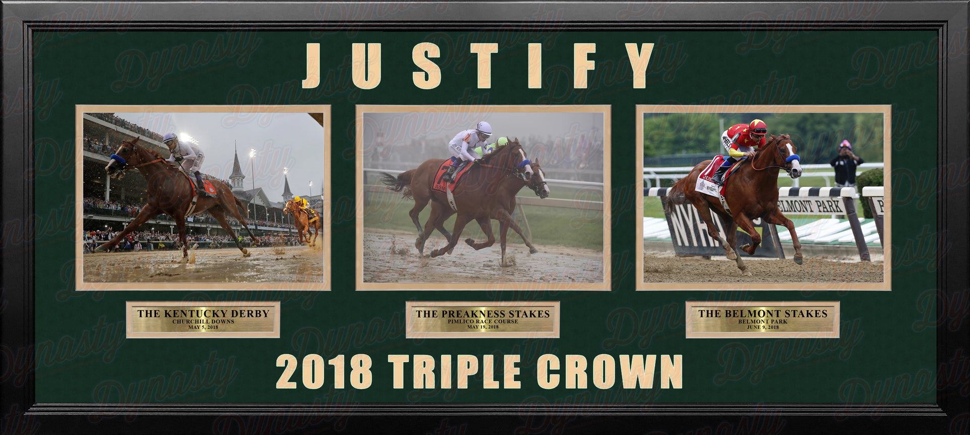Mike Smith & Justify 2018 Triple Crown Winner Framed and Matted Horse Racing Collage - Dynasty Sports & Framing 