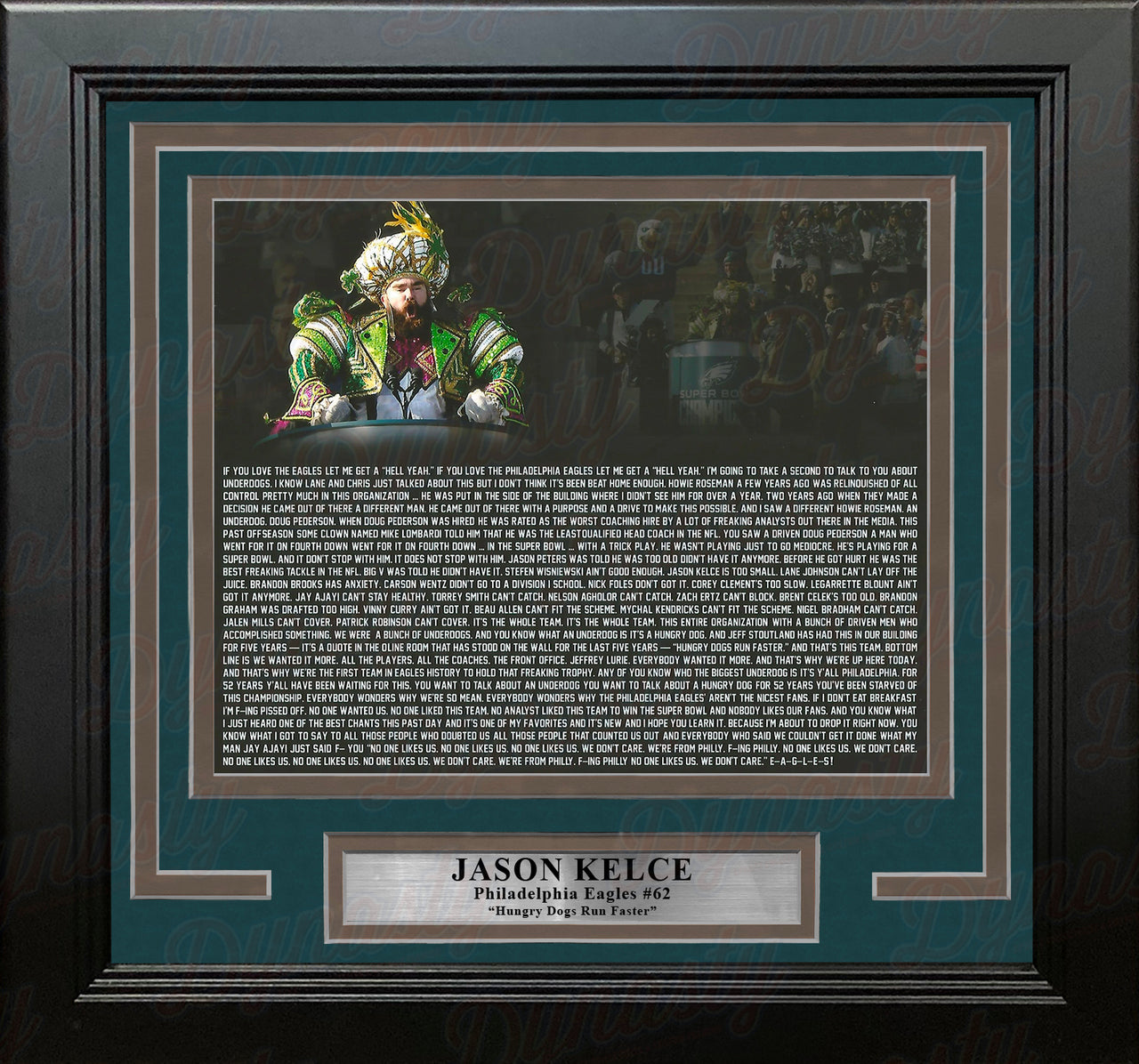 Jason Kelce Super Bowl LII Parade Speech Text Philadelphia Eagles Framed Football Photo - Dynasty Sports & Framing 