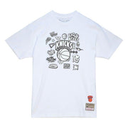 New York Knicks Mitchell & Ness White Doodle T-Shirt - Dynasty Sports & Framing 
