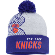 New York Knicks Mitchell & Ness Gray Hardwood Classics Draft Cuffed Knit Hat with Pom - Dynasty Sports & Framing 