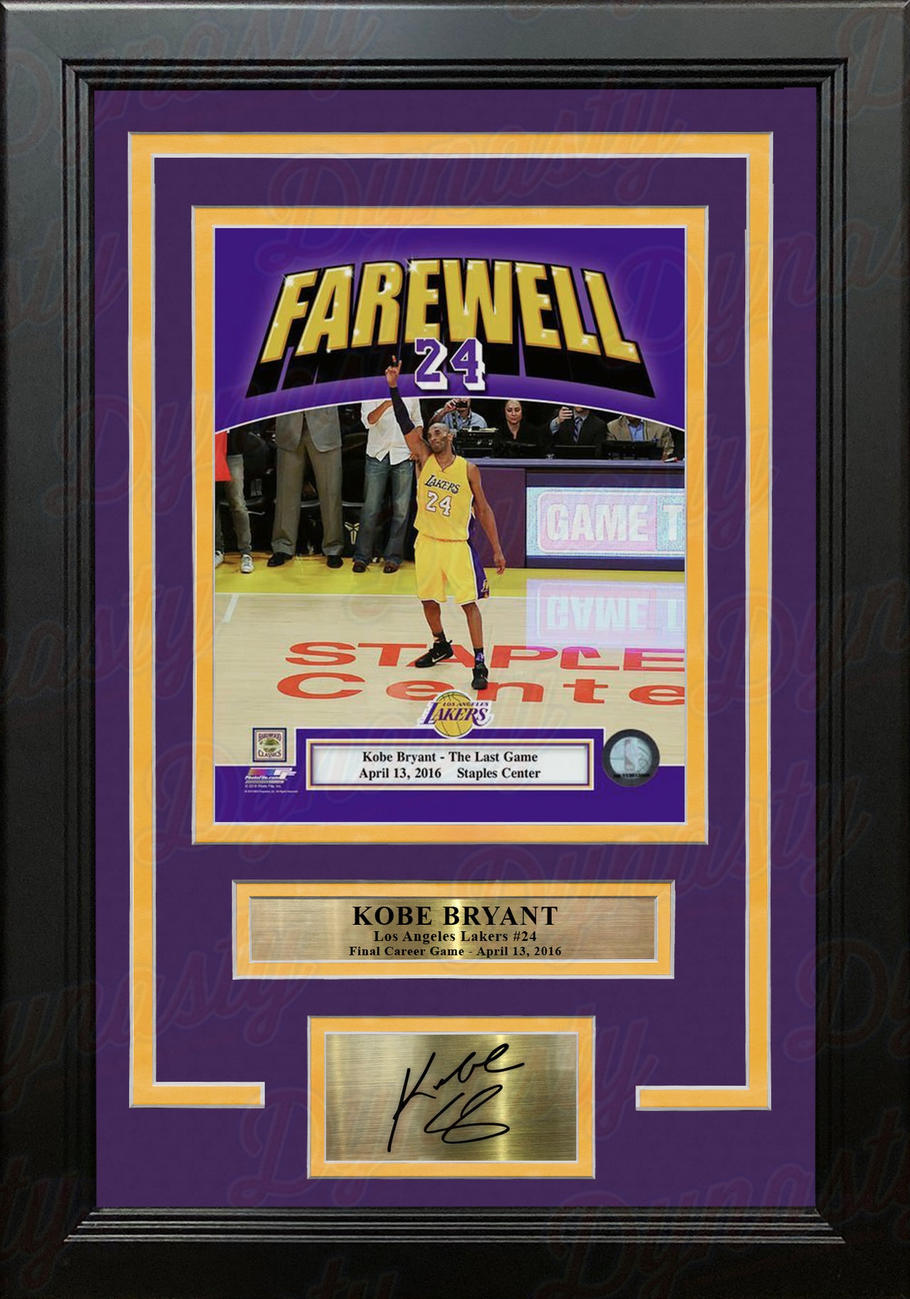 Kobe Bryant Final NBA Game Los Angeles Lakers 8x10 Framed Basketball Photo with Engraved Autograph - Dynasty Sports & Framing 