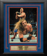 Kurt Angle Ankle Locks Edge Autographed WWE Wrestling 8" x 10" Framed Photo - Dynasty Sports & Framing 