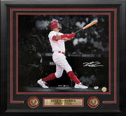 Kyle Schwarber Swing Philadelphia Phillies Autographed 16" x 20" Framed Blackout Baseball Photo - Dynasty Sports & Framing 