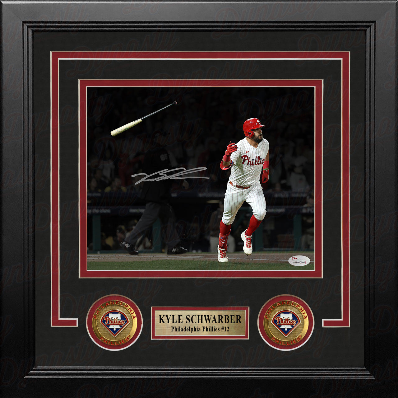 Kyle Schwarber Philadelphia Phillies Autographed Framed Blackout Baseball Photo - Dynasty Sports & Framing 