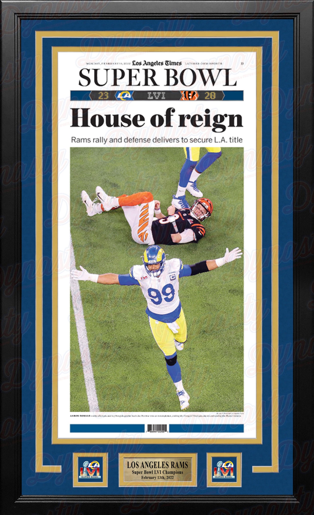 Los Angeles Times Rams Super Bowl LVI Champions Framed House of Reign Newspaper - Dynasty Sports & Framing 