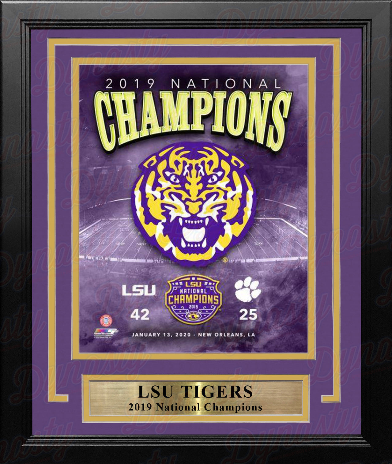 LSU Tigers 2019 National Champions Logo & Score 8" x 10" Framed College Football Photo - Dynasty Sports & Framing 