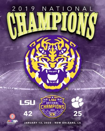 LSU Tigers 2019 National Champions Logo & Score 8" x 10" College Football Photo - Dynasty Sports & Framing 