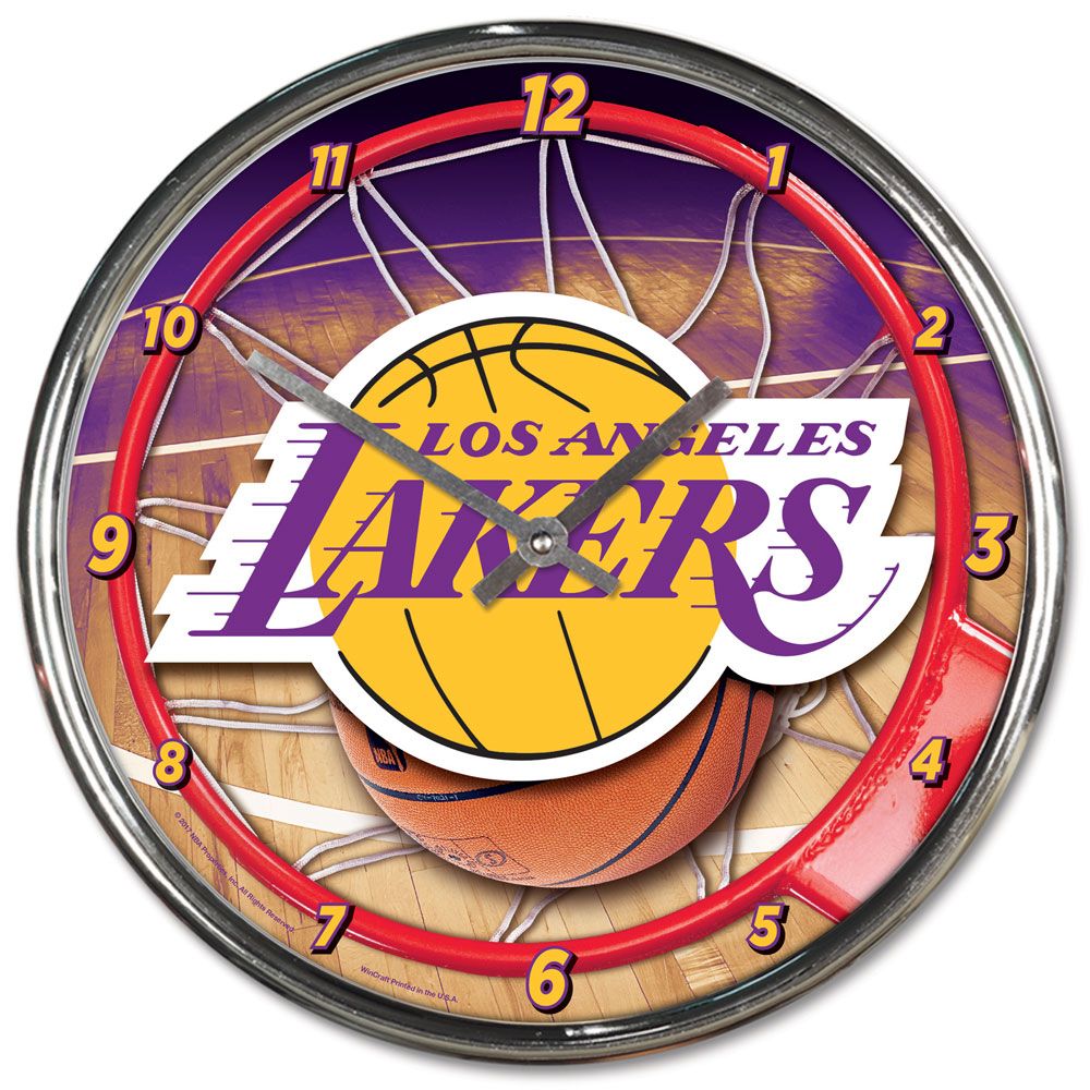 Los Angeles Lakers Round Chrome Clock - Dynasty Sports & Framing 