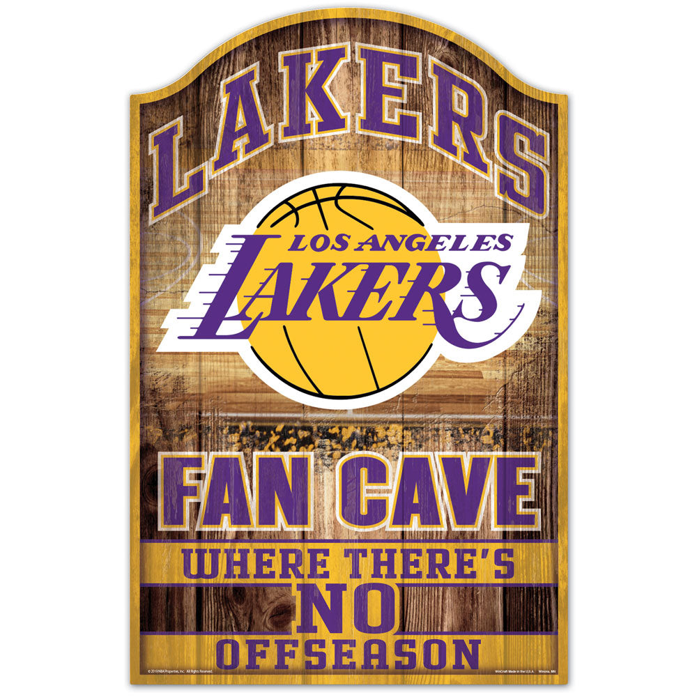 Los Angeles Lakers Fan Cave 11" x 17" Wood Sign - Dynasty Sports & Framing 