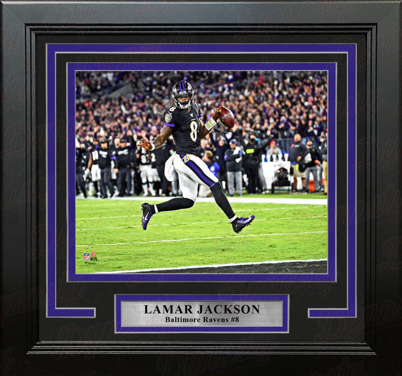 Lamar Jackson High-Stepping Touchdown Baltimore Ravens 8" x 10" Framed Football Photo - Dynasty Sports & Framing 