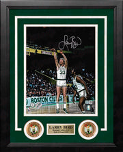 Larry Bird in Action Boston Celtics Autographed 8" x 10" Framed Basketball Photo - Dynasty Sports & Framing 