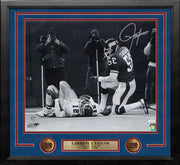 Lawrence Taylor Taunts Randall Cunningham New York Giants Autographed Framed Football Photo - Dynasty Sports & Framing 