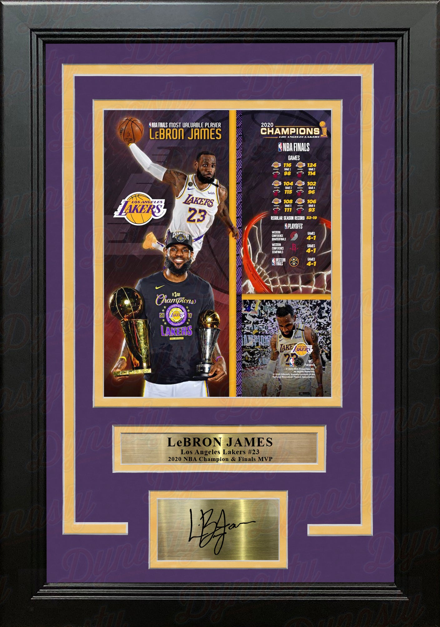 LeBron James 2020 NBA Champions LA Lakers 8x10 Framed Collage Photo with Engraved Autograph - Dynasty Sports & Framing 