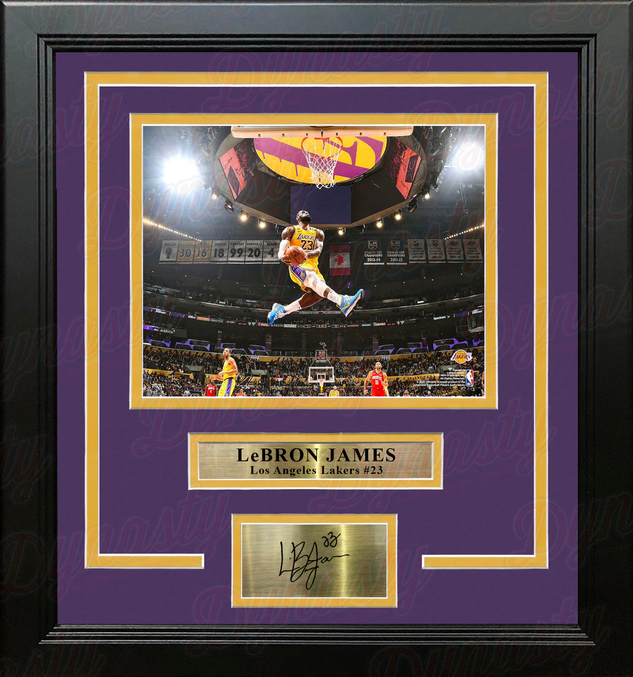 LeBron James Aerial Dunk Los Angeles Lakers 8" x 10" Framed Basketball Photo with Engraved Autograph - Dynasty Sports & Framing 