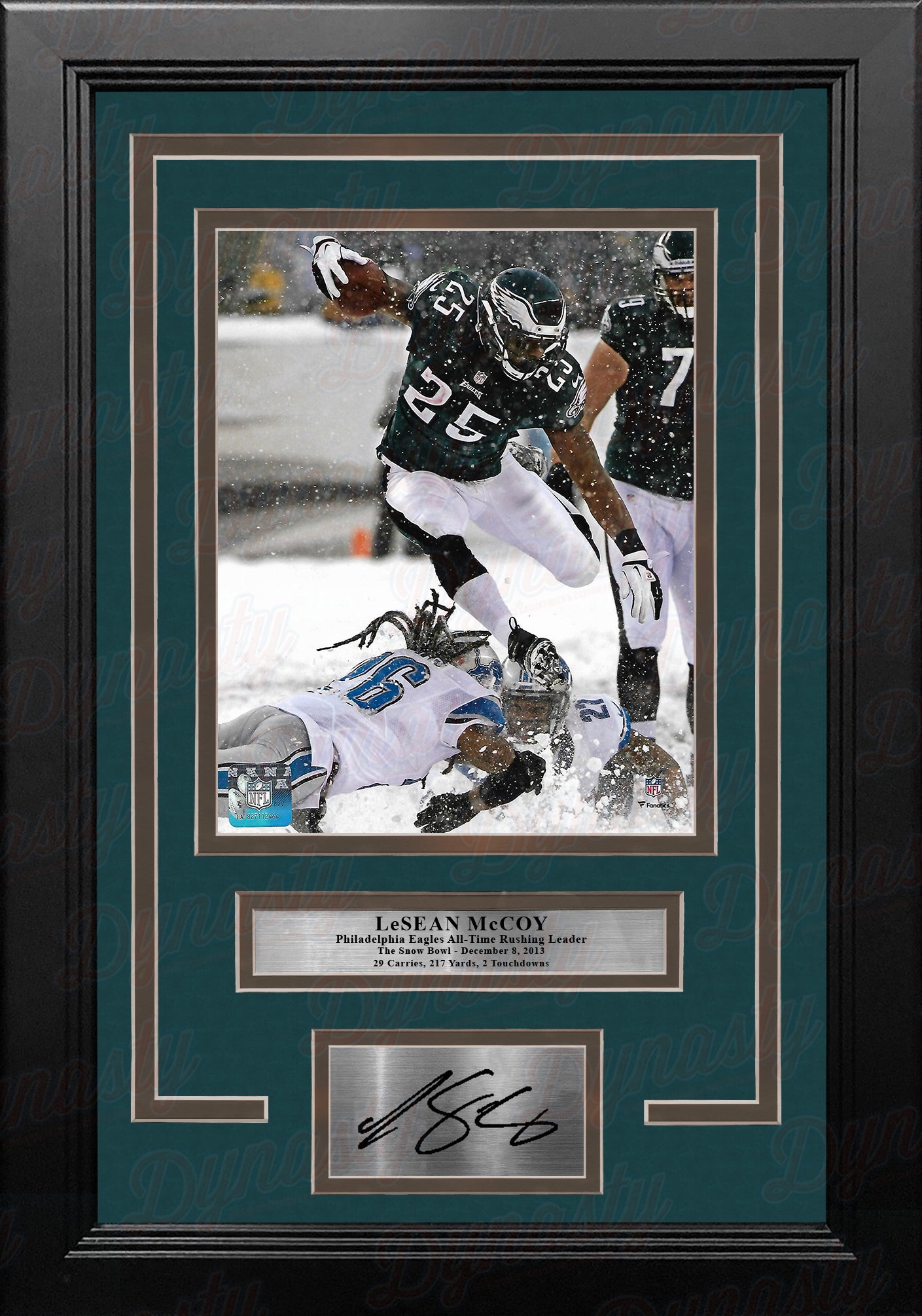 LeSean McCoy Snow Bowl Philadelphia Eagles Framed Football Photo with Engraved Autograph - Dynasty Sports & Framing 