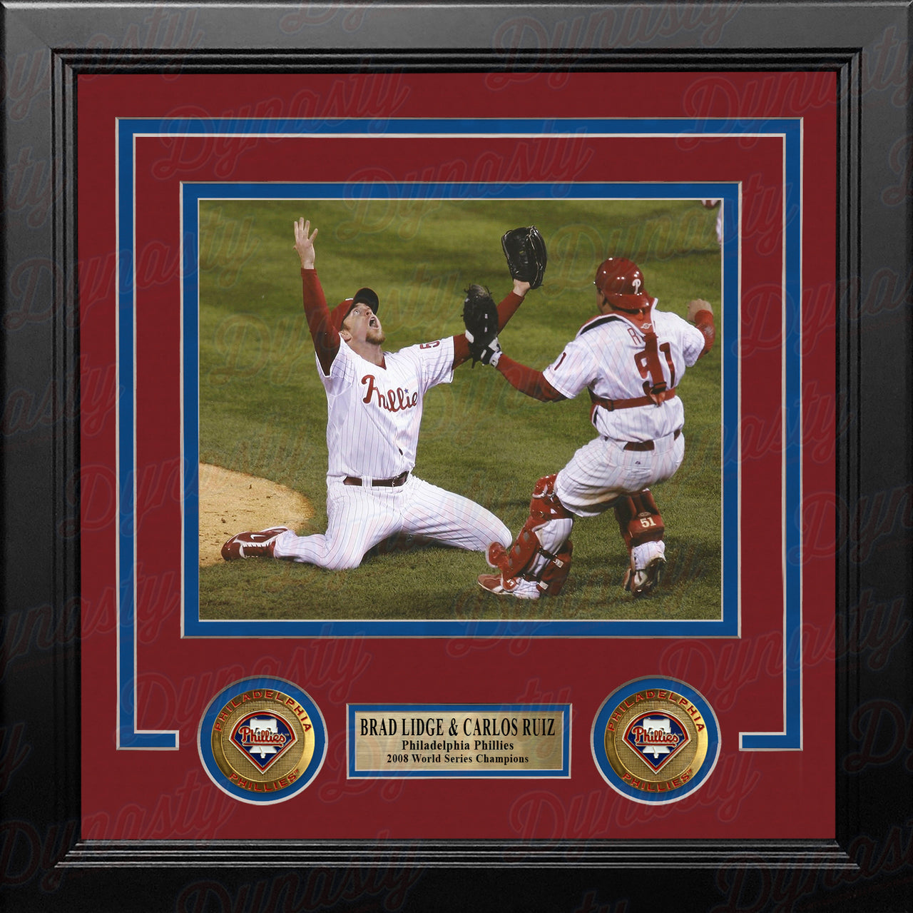 Brad Lidge & Carlos Ruiz Philadelphia Phillies 2008 World Series Champions Baseball Photo Picture Frame - Dynasty Sports & Framing 