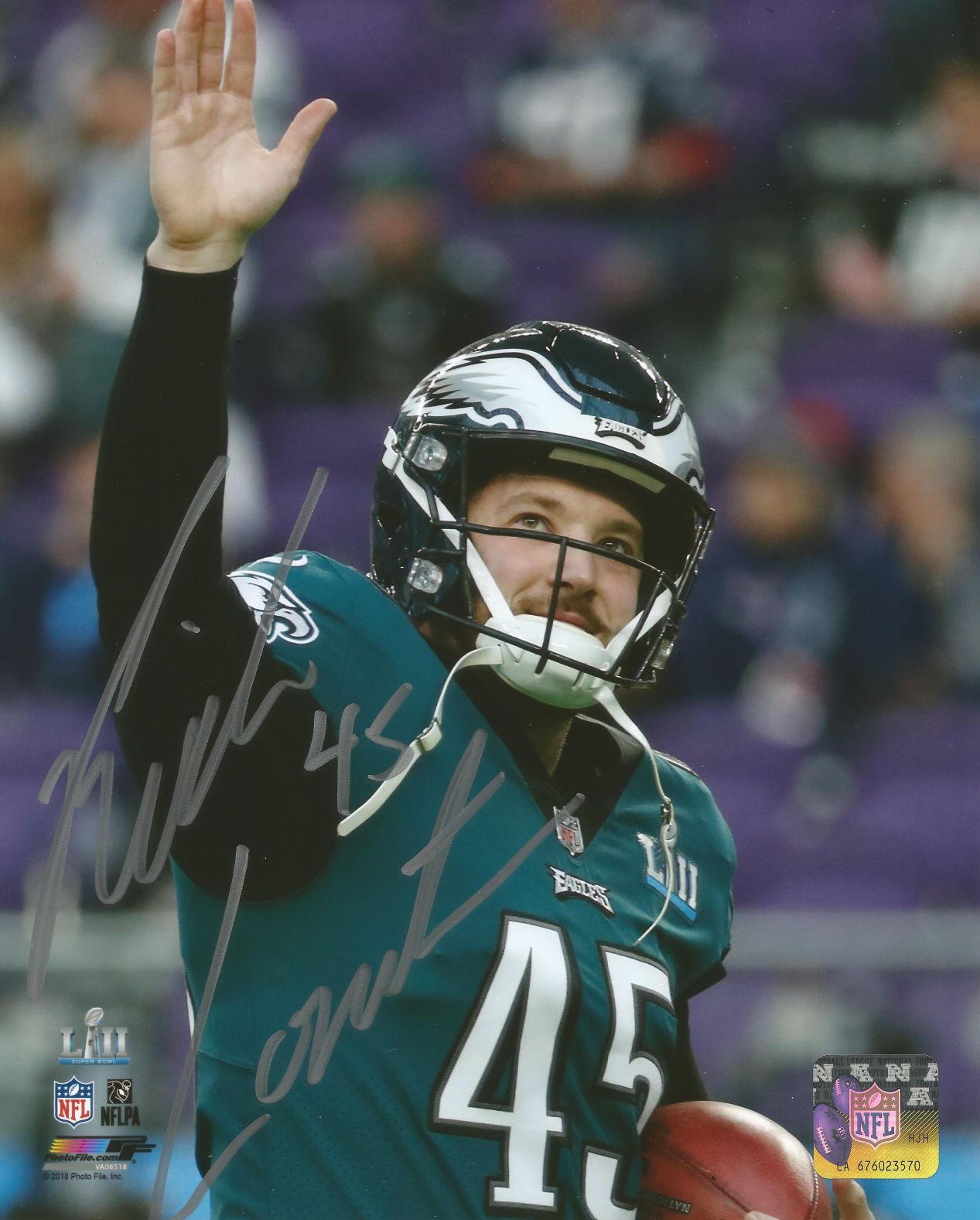 Rick Lovato Autographed Philadelphia Eagles Super Bowl LII NFL Football 8" x 10" Photo - Dynasty Sports & Framing 