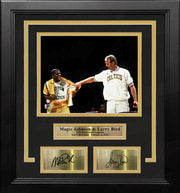 Magic Johnson & Larry Bird Number Retirement Night 8x10 Framed Basketball Photo Engraved Autographs - Dynasty Sports & Framing 