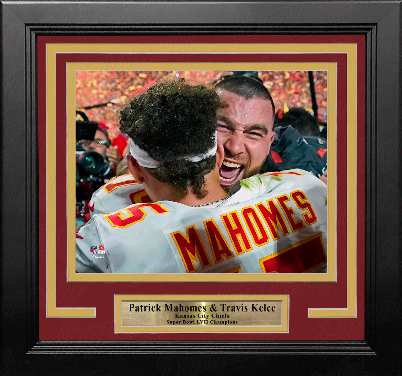 Patrick Mahomes & Travis Kelce Super Bowl LVII Champions Kansas City Chiefs 8x10 Framed Photo - Dynasty Sports & Framing 