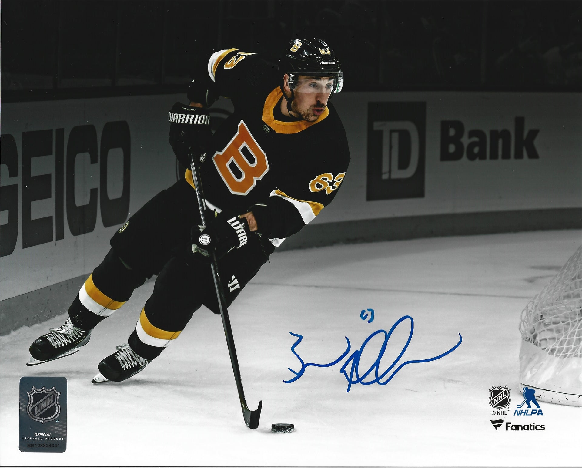 Brad Marchand Alternate Jersey Boston Bruins Autographed 8 x 10 Hockey  Blackout Photo
