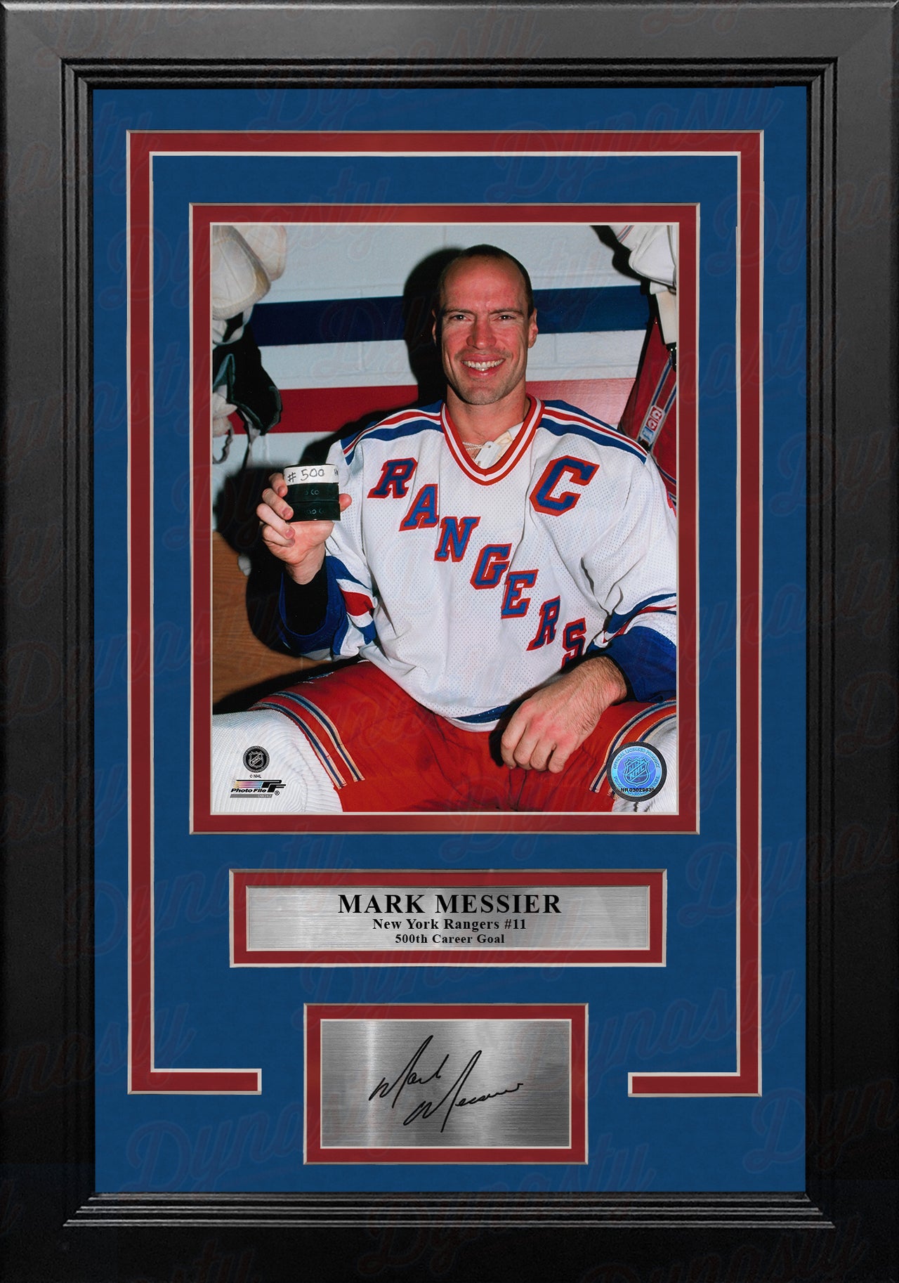 Mark Messier 500th Goal New York Rangers 8" x 10" Framed Hockey Photo with Engraved Autograph - Dynasty Sports & Framing 