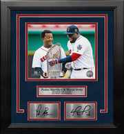 Pedro Martinez & David Ortiz Trophy Boston Red Sox 8x10 Framed Photo with Engraved Autographs - Dynasty Sports & Framing 