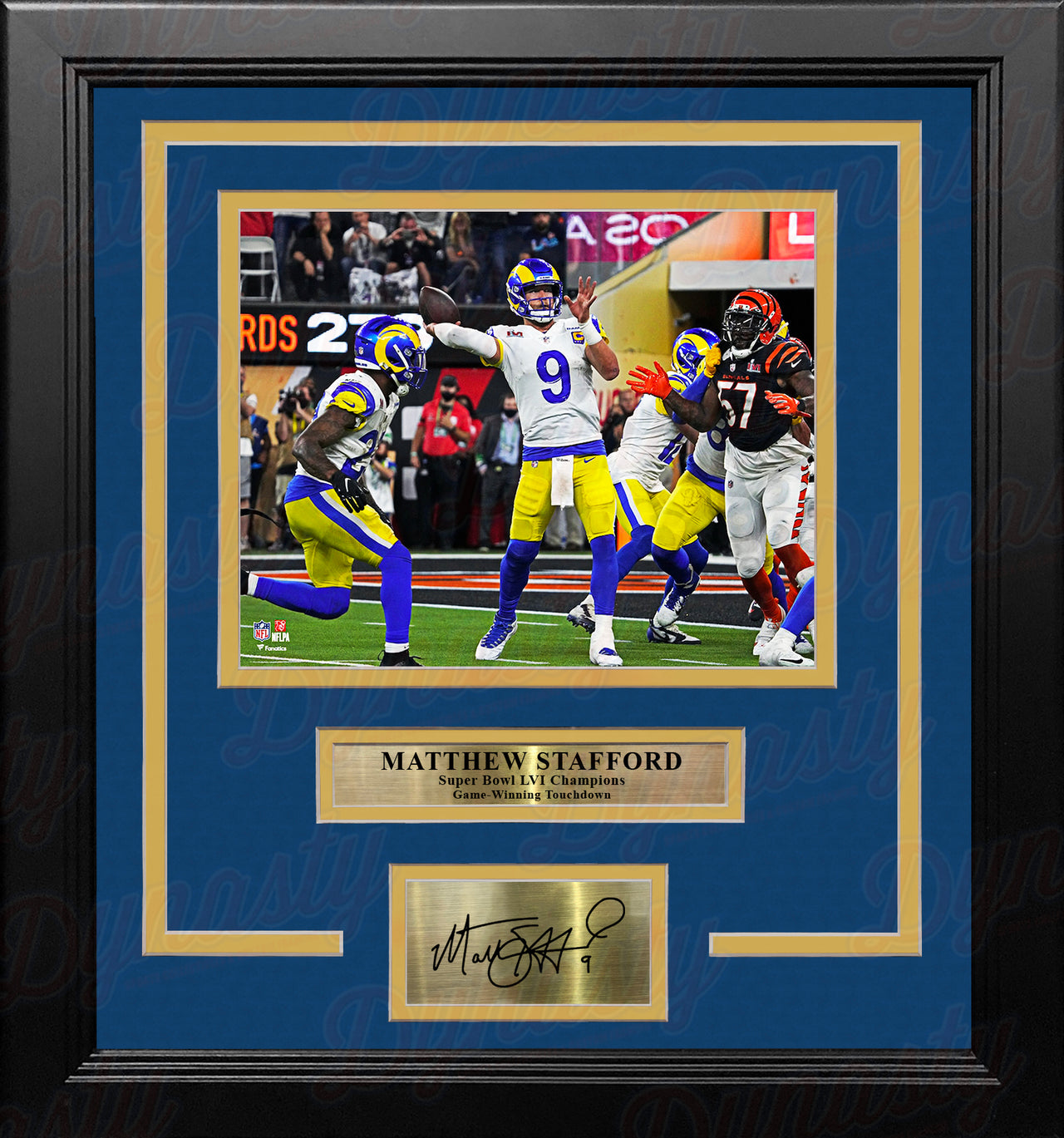 Matthew Stafford Game-Winning TD Super Bowl LVI LA Rams 8x10 Framed Photo with Engraved Autograph - Dynasty Sports & Framing 