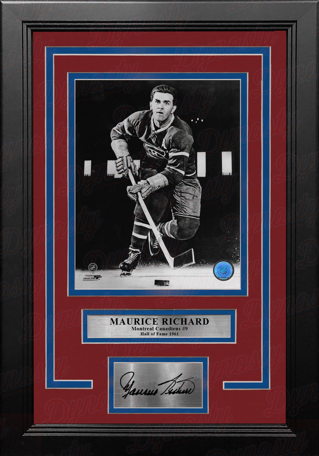 Maurice Richard Montreal Canadiens 8" x 10" Framed Classic Hockey Photo with Engraved Autograph - Dynasty Sports & Framing 