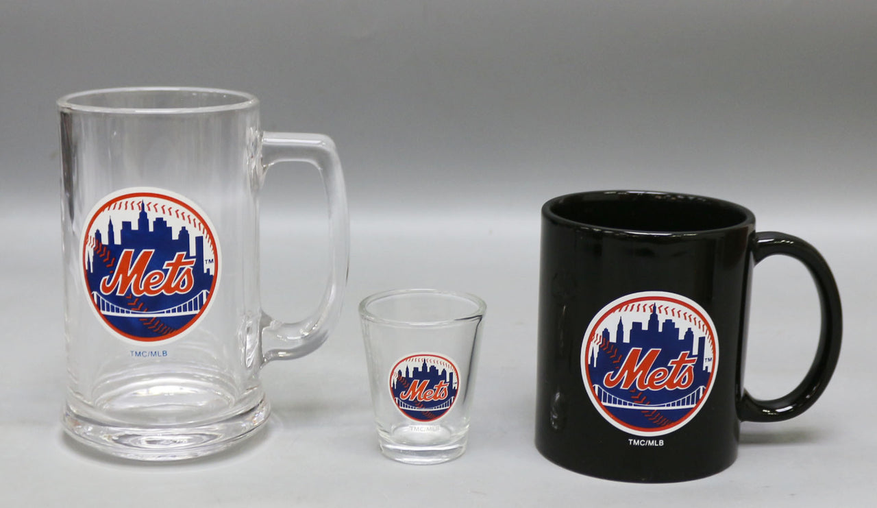 New York Mets Baseball 3-Piece Glassware Gift Set - Dynasty Sports & Framing 