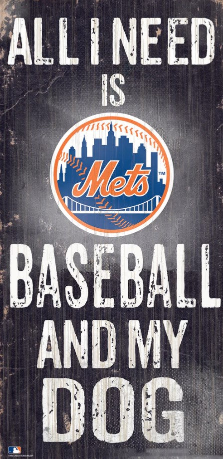 New York Mets Baseball and My Dog Wooden Sign - Dynasty Sports & Framing 