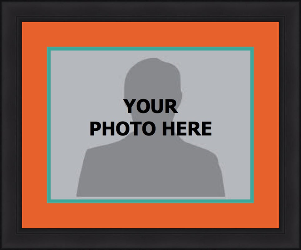 MLB Baseball Photo Picture Frame Kit - Miami Marlins (Orange Matting, Teal Trim) - Dynasty Sports & Framing 