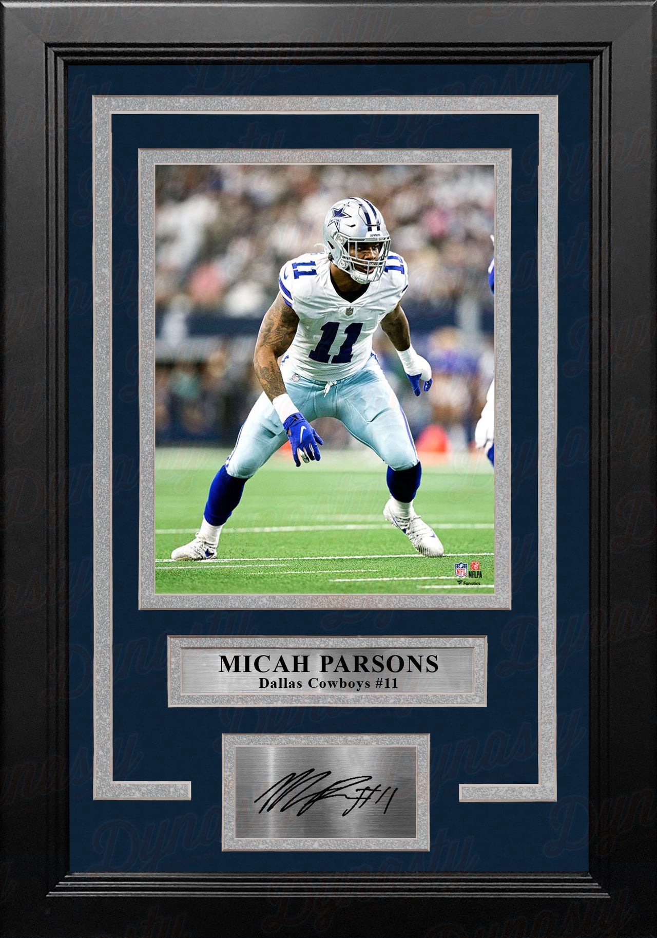 Micah Parsons in Action Dallas Cowboys 8" x 10" Framed Football Photo with Engraved Autograph - Dynasty Sports & Framing