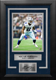 Micah Parsons in Action Dallas Cowboys 8" x 10" Framed Football Photo with Engraved Autograph - Dynasty Sports & Framing 