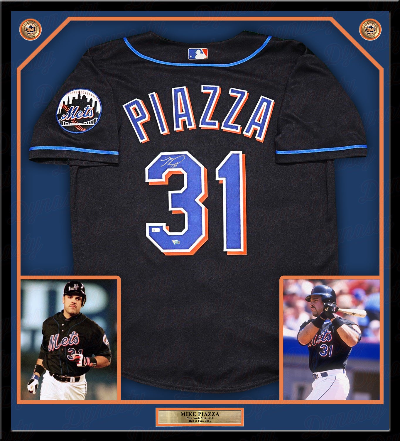 Mike Piazza New York Mets Autographed Black Mitchell and Ness Framed Batting Practice Replica Jersey - Dynasty Sports & Framing 